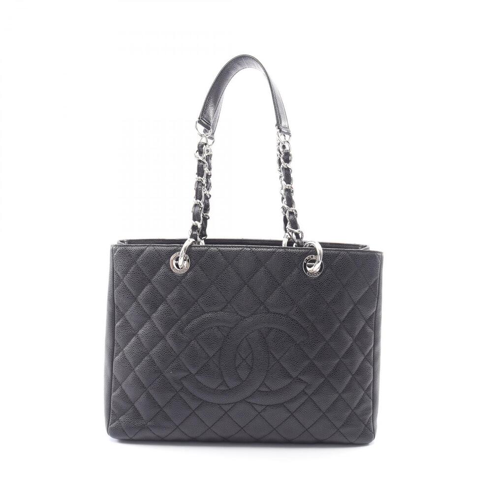 Chanel Matelasse Grand Shopping GST Tote Bag Calfskin Leather Black